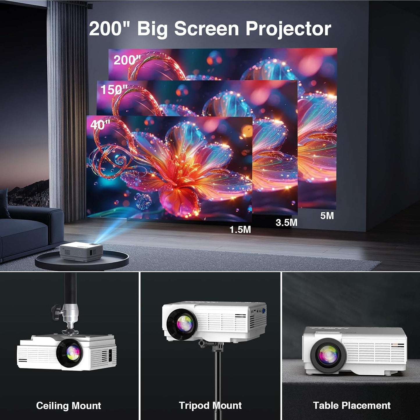 【Licencia oficial de Netflix】Mini proyector inteligente PANSEBA con...