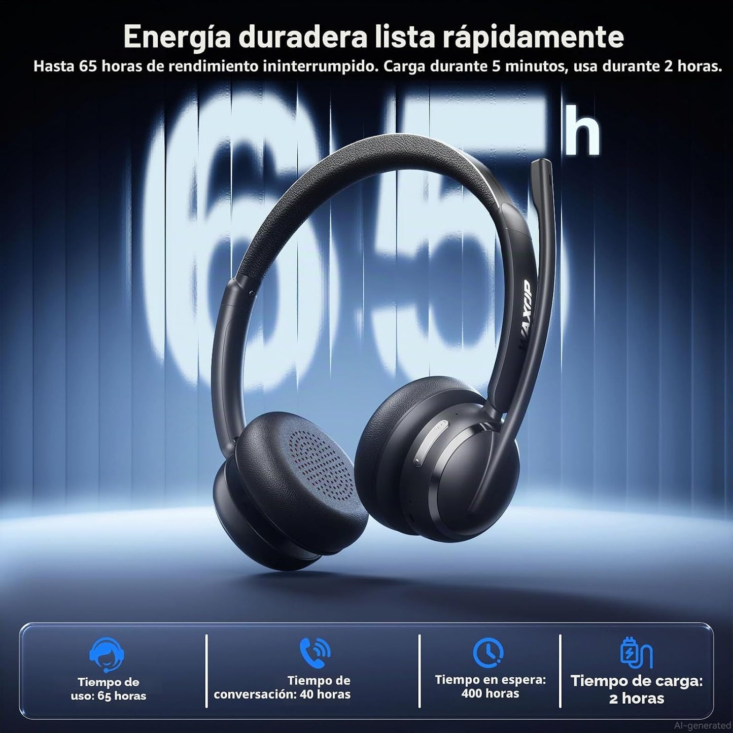 Auriculares inalámbricos con micrófono para trabajo, USB A\/C donle...
