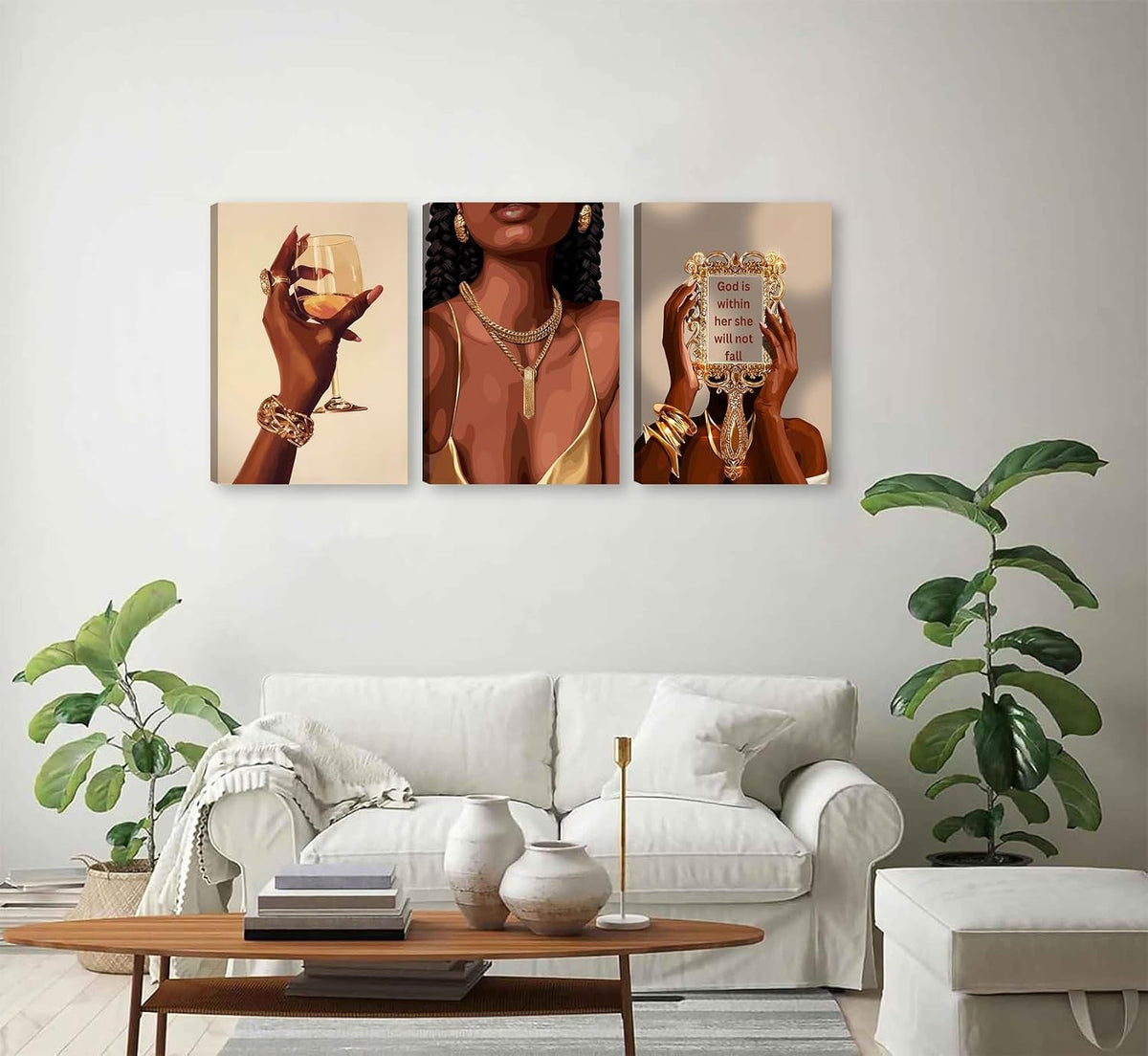3 piezas de arte de pared de niña negra, mujeres afroamericanas, cu...