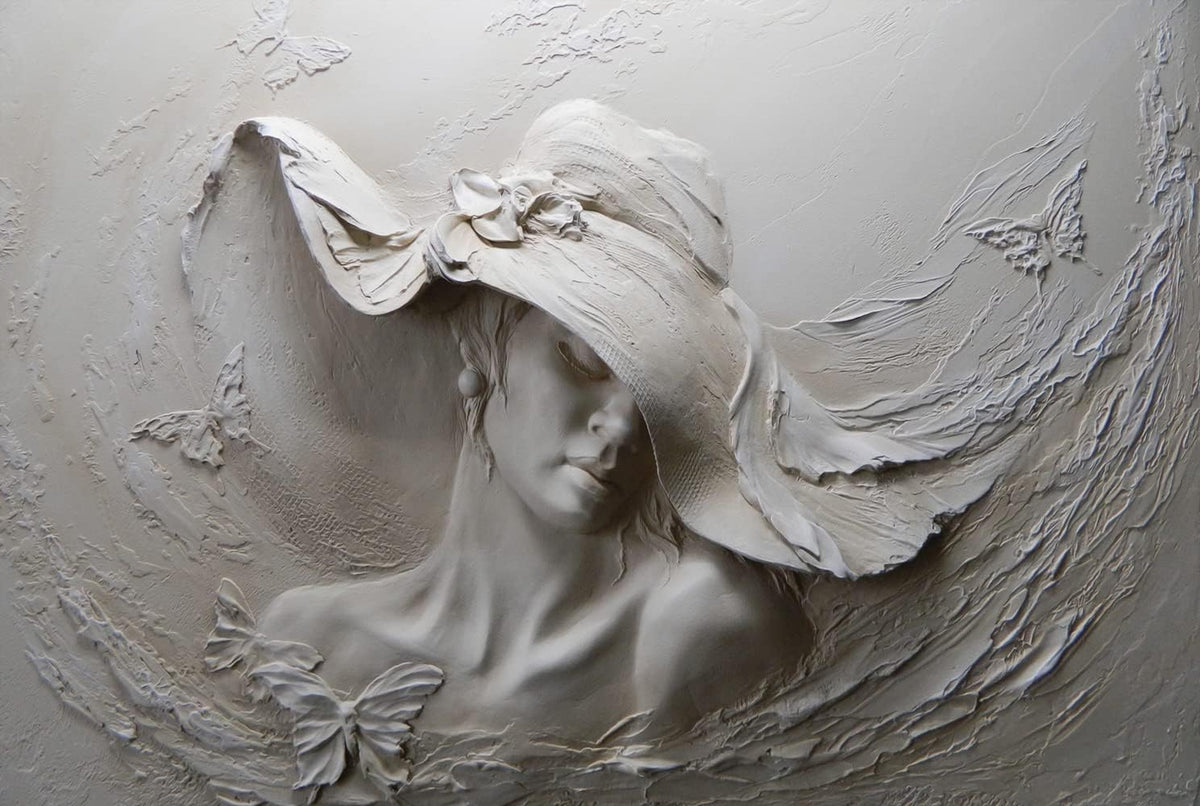 MFWFM Papel Tapiz Artístico 3D Ilusión Rostro de Mujer Relieve Mura...