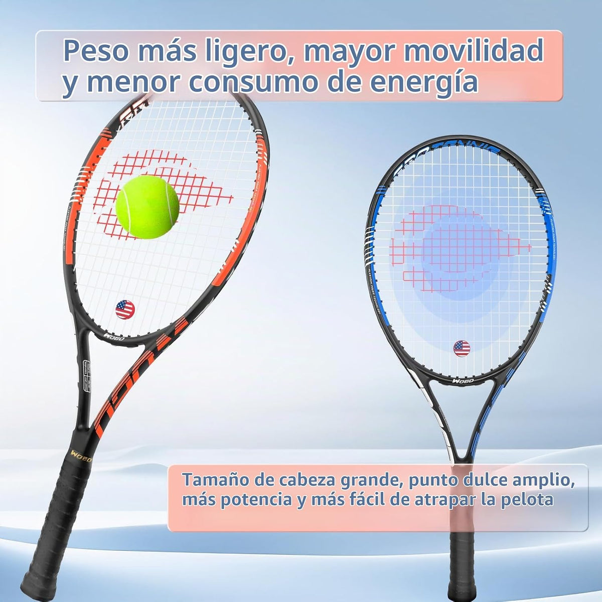 Raqueta de tenis para 2 jugadores adultos, perfecta para principian...
