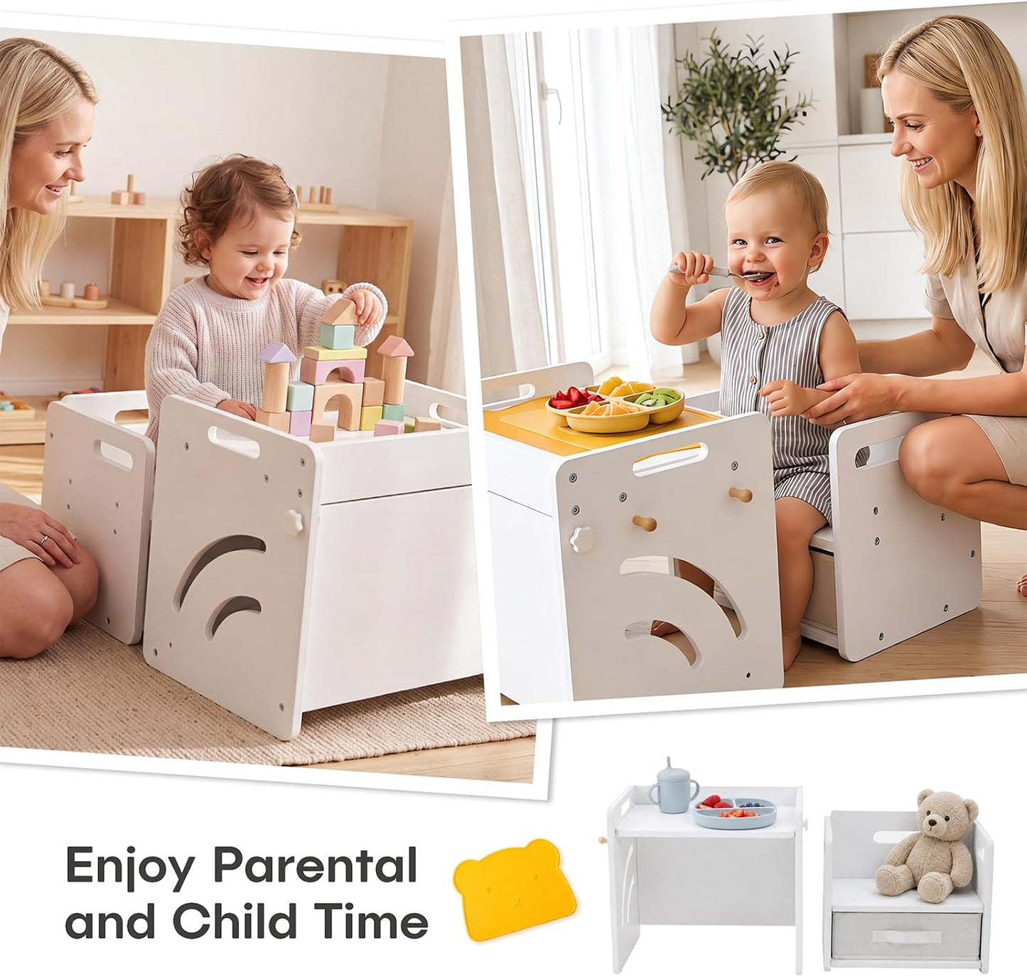 STEPLAY Montessori - Juego de mesa y silla para niños con caja de a...