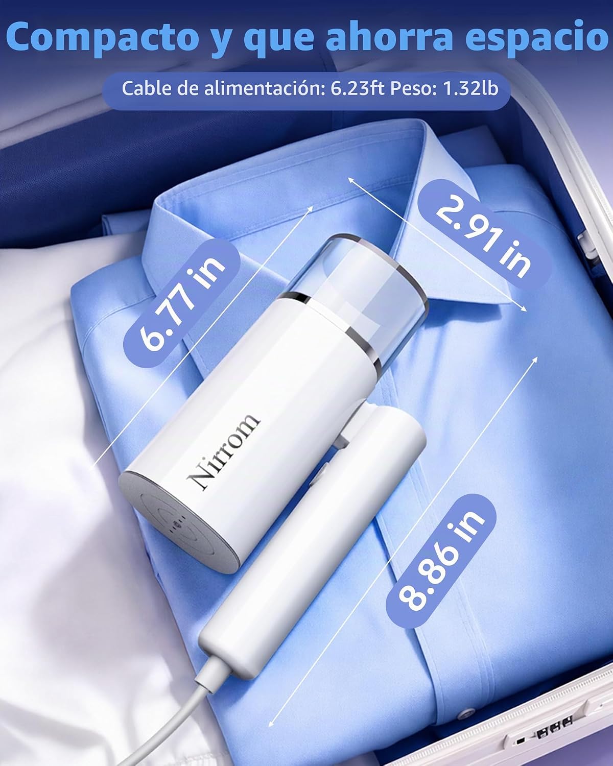 Nirrom Vaporizador para ropa, vaporizador de viaje de mano y planch...