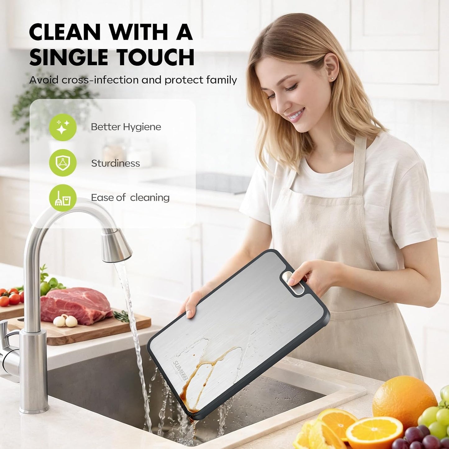 Tabla de cortar de titanio para cocina, tabla de cortar de doble ca...