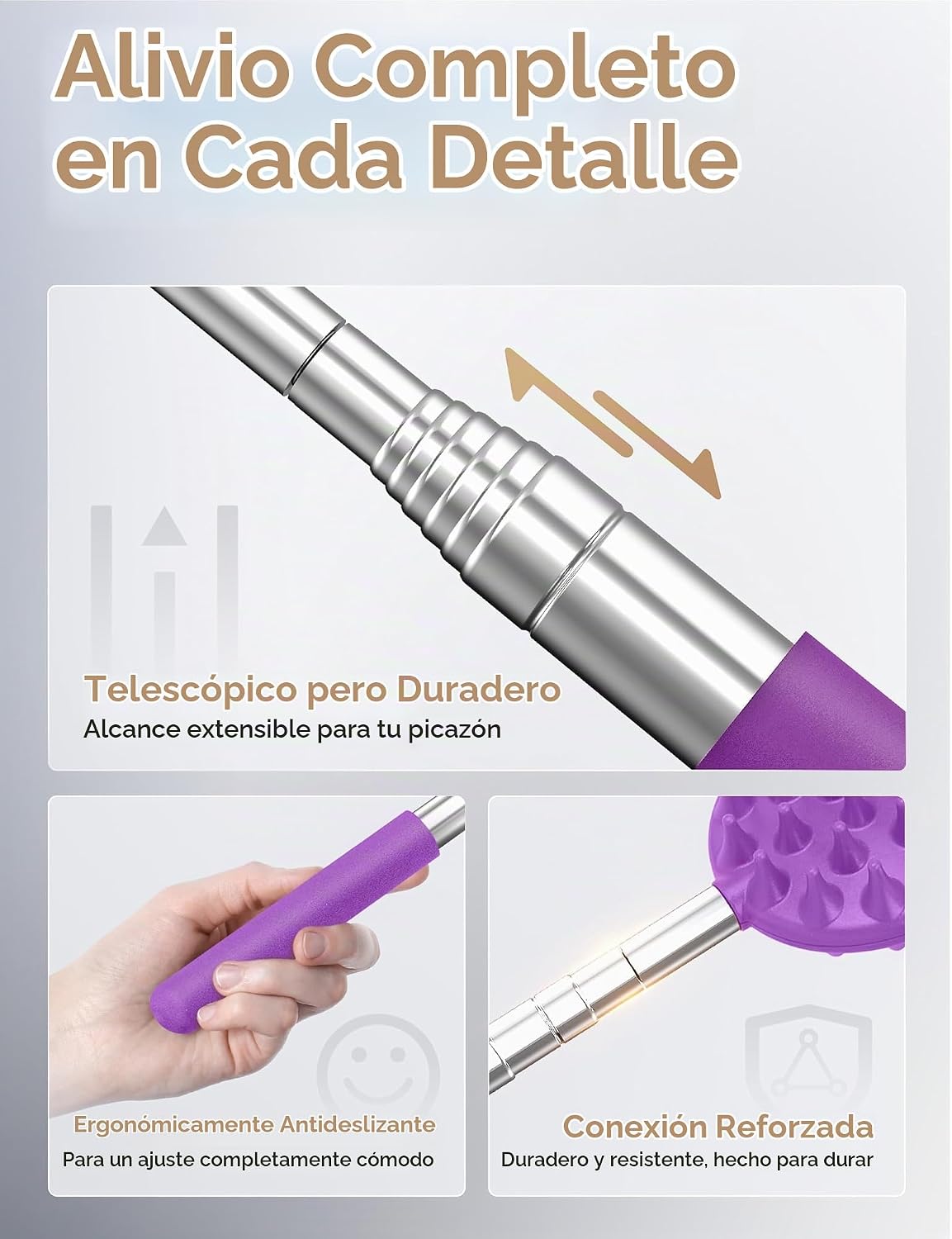 Rascador telescópico de espalda con 5 cabezas desmontables, regalo...