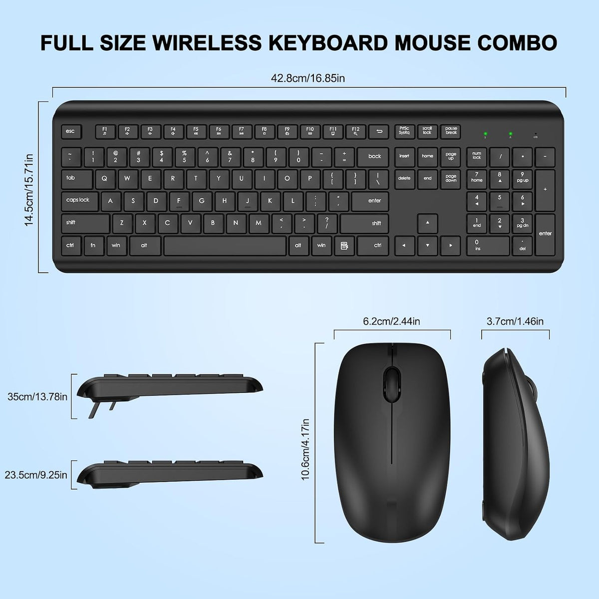Combo de teclado y ratón inalámbricos, teclado y ratón ergonómicos...
