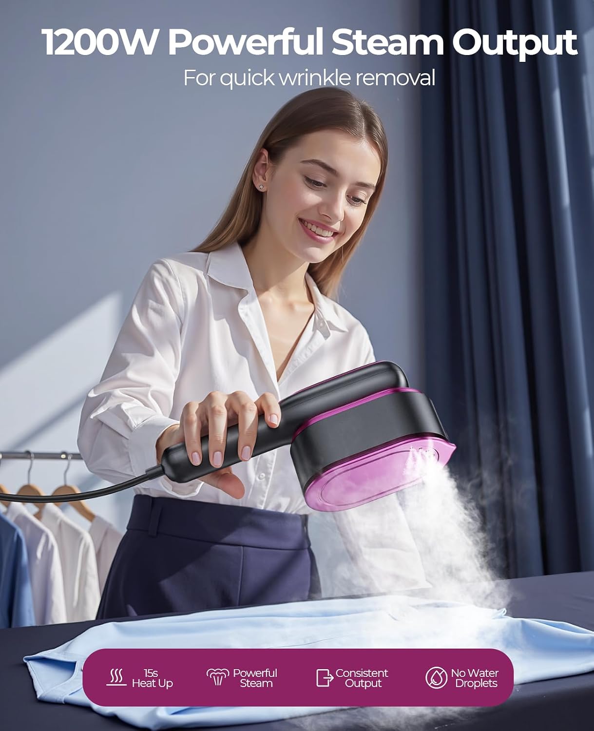 YOZLNFO Vaporizador de viaje para ropa, hierro portátil de la ropa...