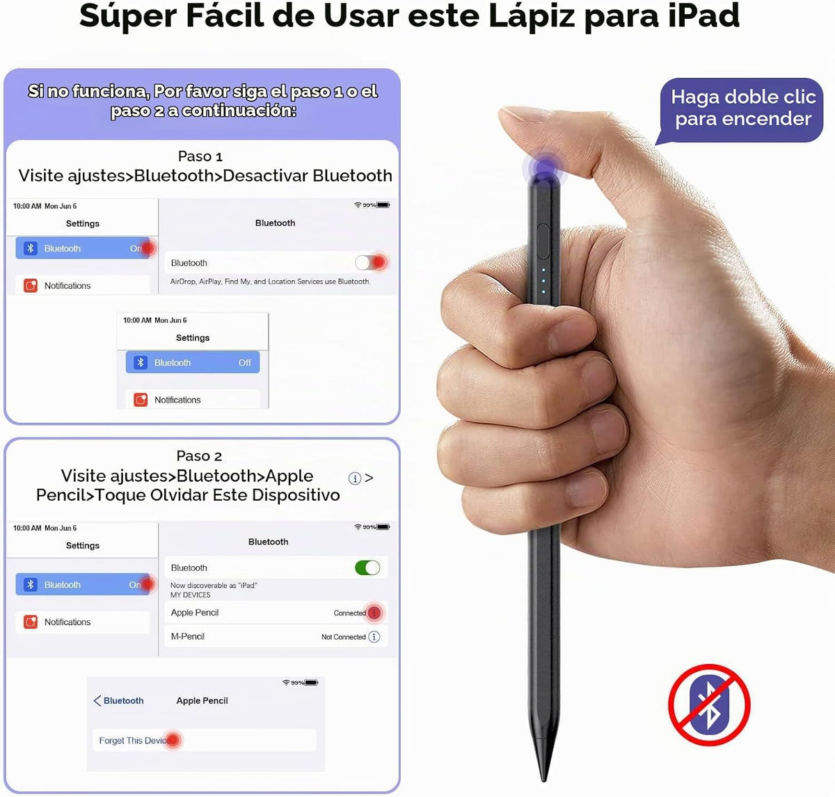 DEGGE Lápiz capacitivo para iPad 2018-2025, Carga rápida de 15 minu...