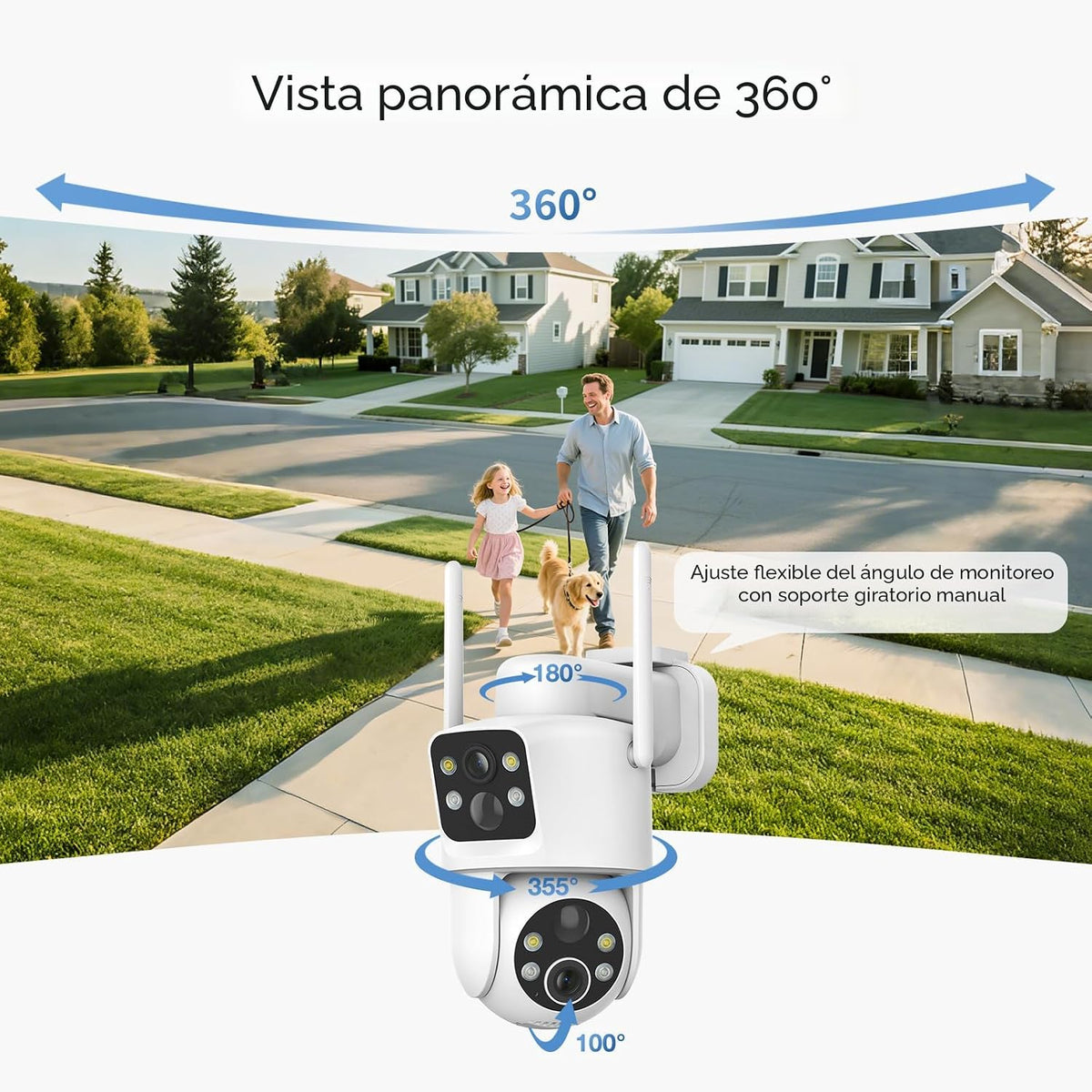 TKENPRO Cámaras de seguridad solar de doble lente inalámbricas para...