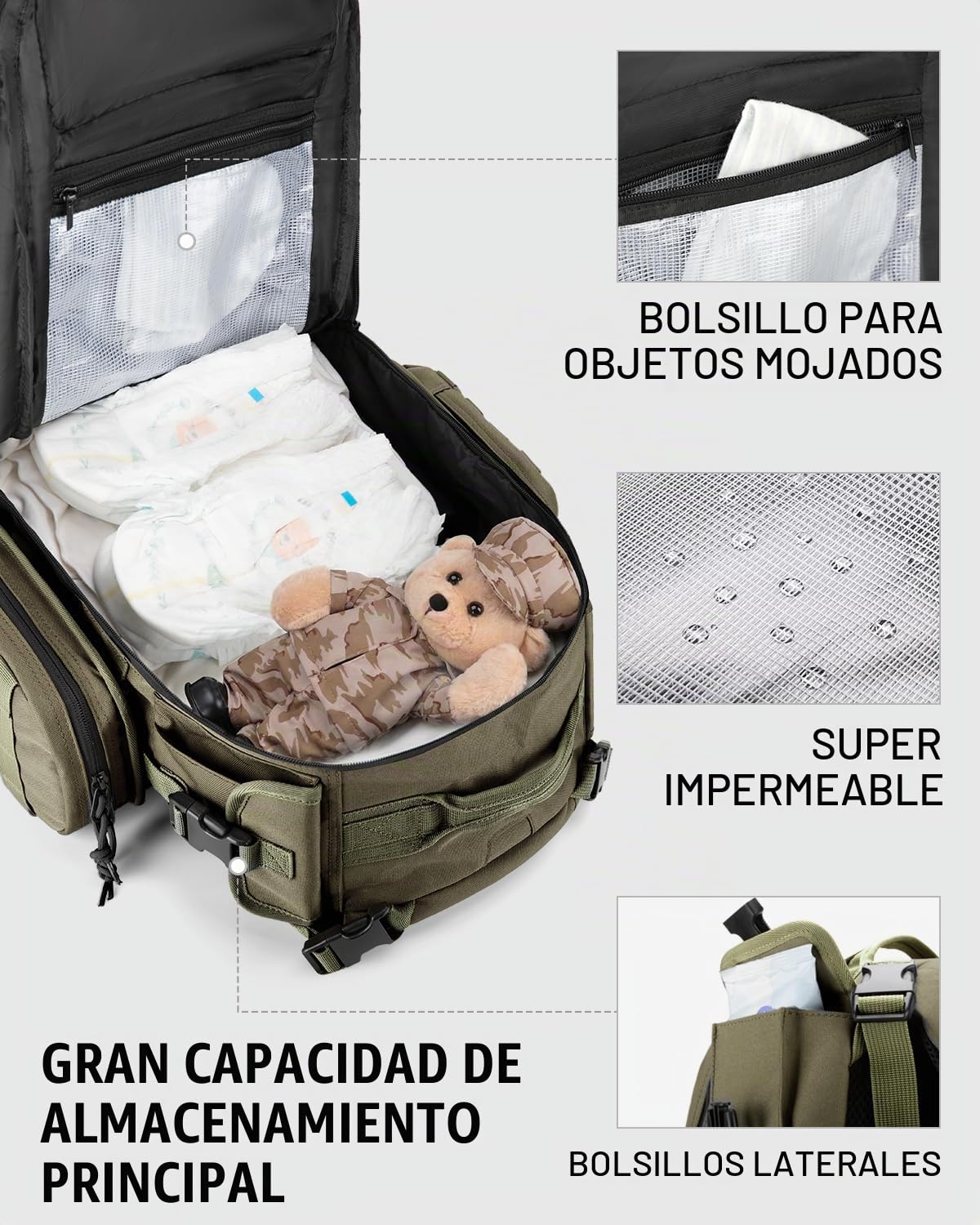 Dinictis Mochila de pañales de 40 L para papá, bolsas de pañales de...