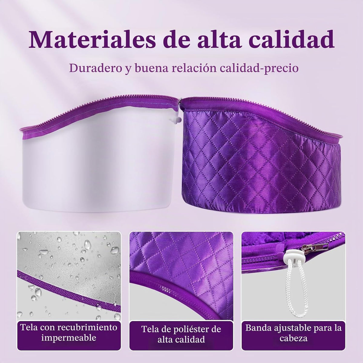 Gorro térmico de vapor para tratamiento natural del cabello: gorro...