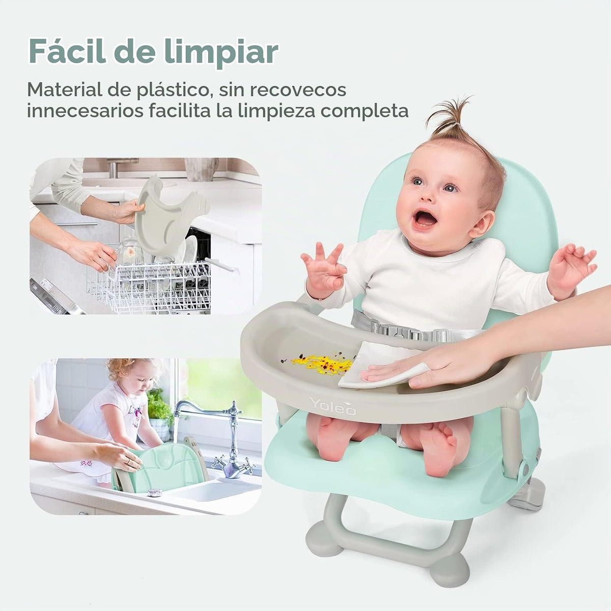 YOLEO Silla alta para bebé, asiento elevador para mesa de comedor,...