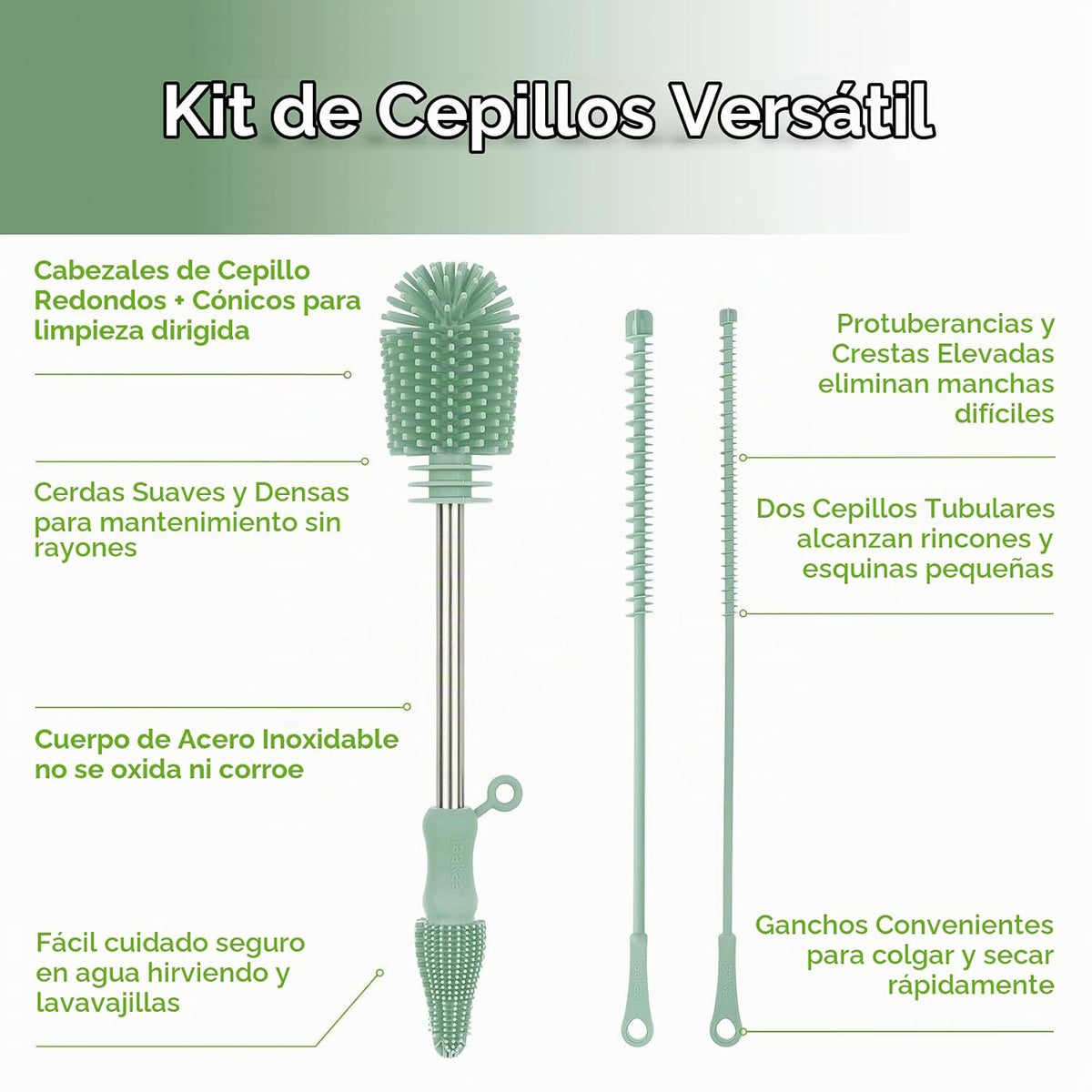 Kit de Cepillo de Limpieza de Silicona Haakaa - Cepillo Limpiador d...