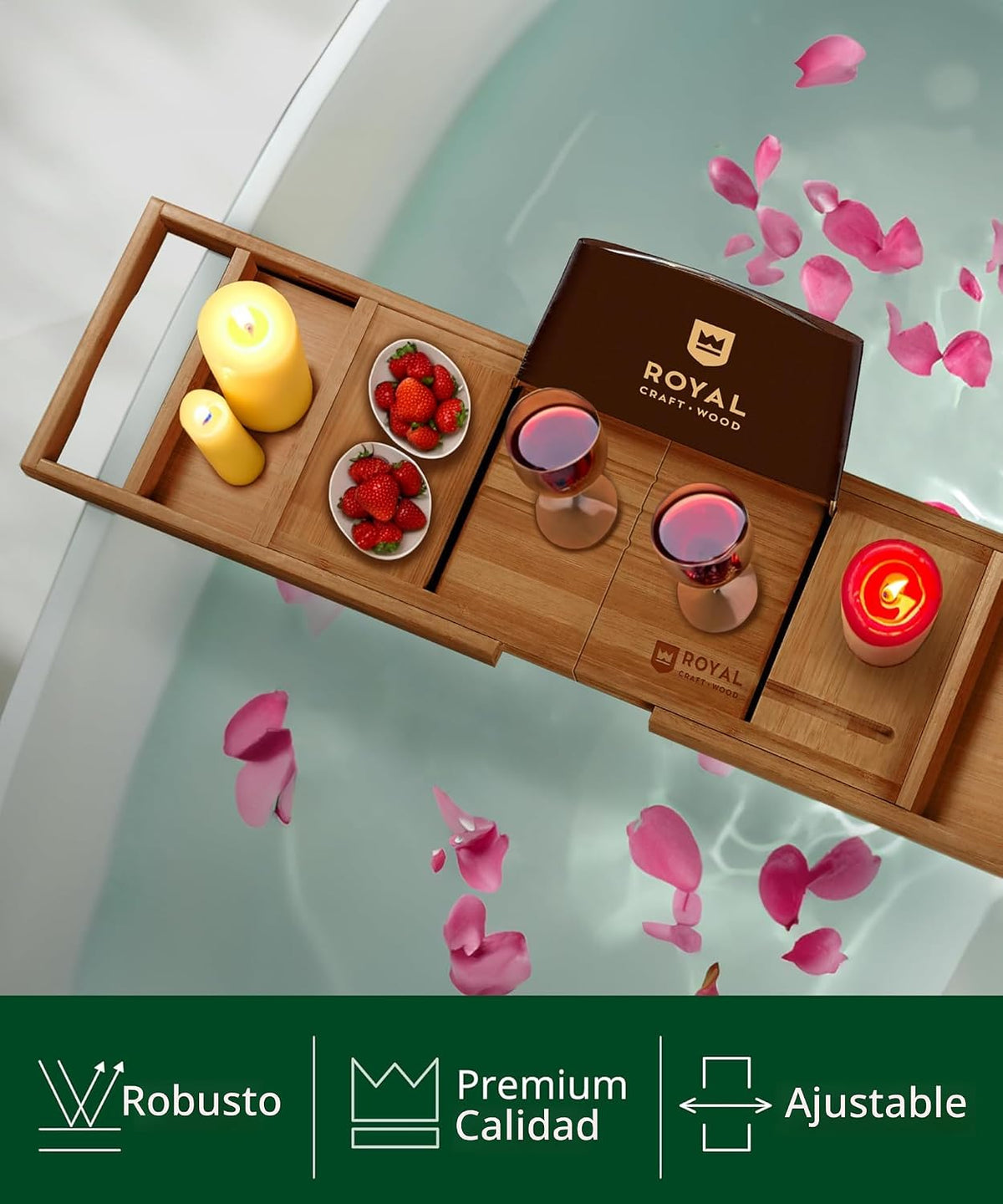 ROYAL CRAFT WOOD Bandeja de Bañera Plegable Premium - Bandeja de Ba...