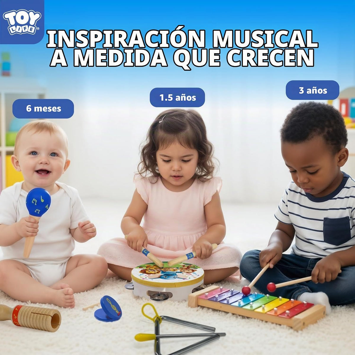 TOY Life - Instrumentos musicales para niños pequeños, juguetes mus...