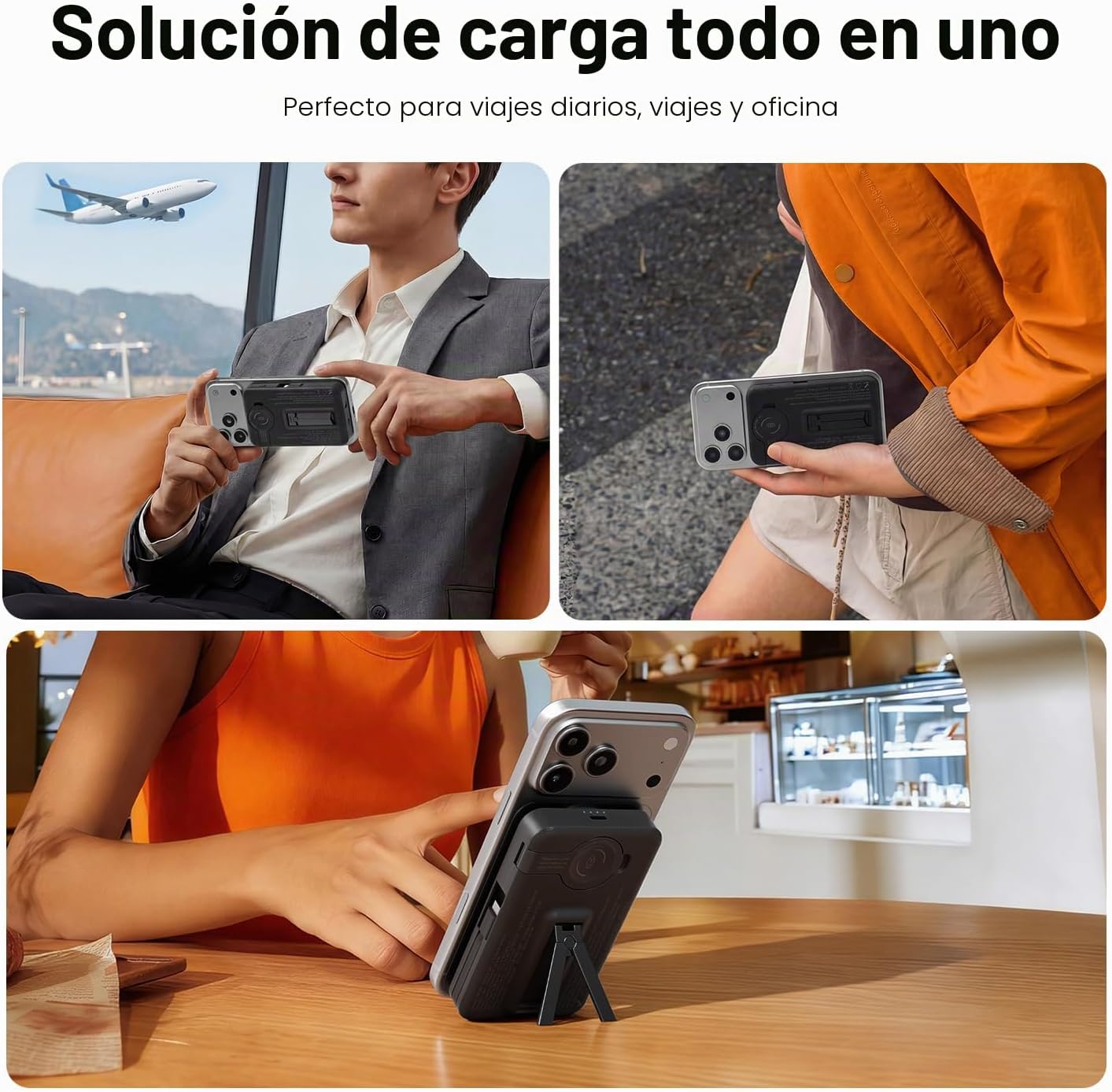 Q Cargador portátil inalámbrico magnético de 10,000 mAh, batería ex...