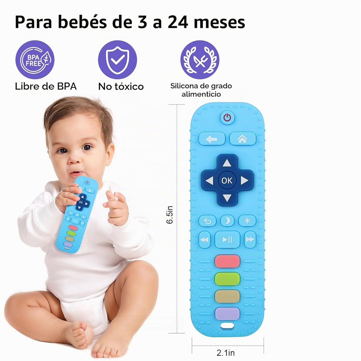 Chuya Mordedores remotos de silicona para bebés, juguetes para dent...