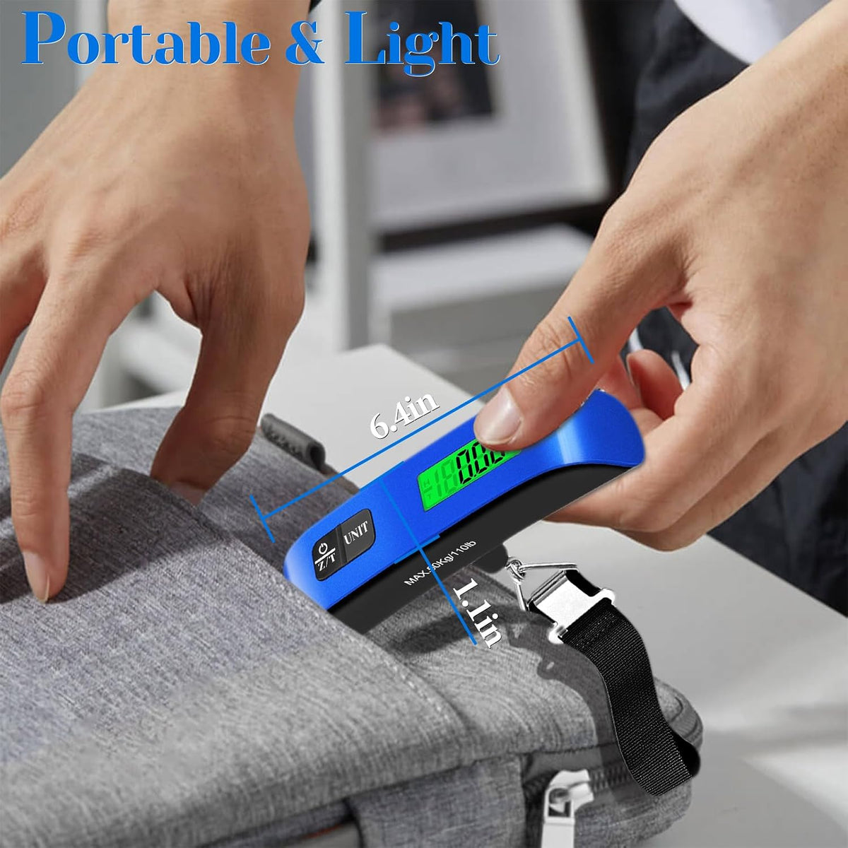 Báscula para equipaje, báscula de peso para equipaje de 110 lb con...