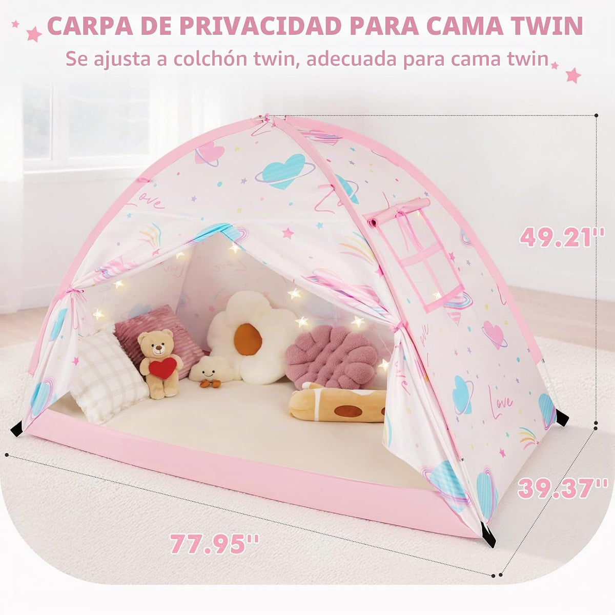 PIIKAGO Tienda de campaña de cama doble para niños, dosel de cama d...