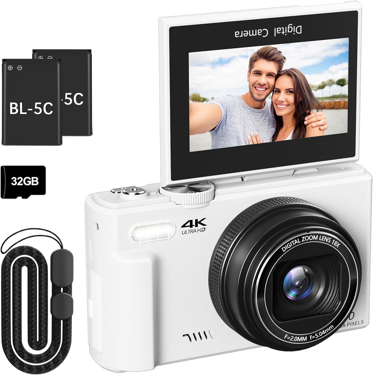 Cámara Digital 4K para Fotografía, Cámara de Vlogging de 64MP para...