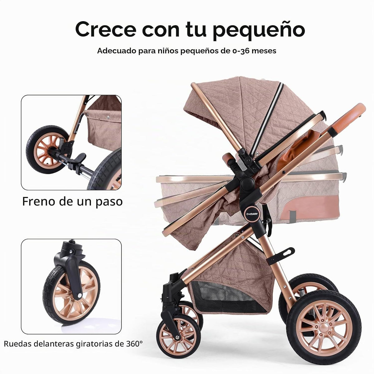 Cochildor DuraFlex - Cochecito de bebé 2 en 1, cochecito de viaje p...
