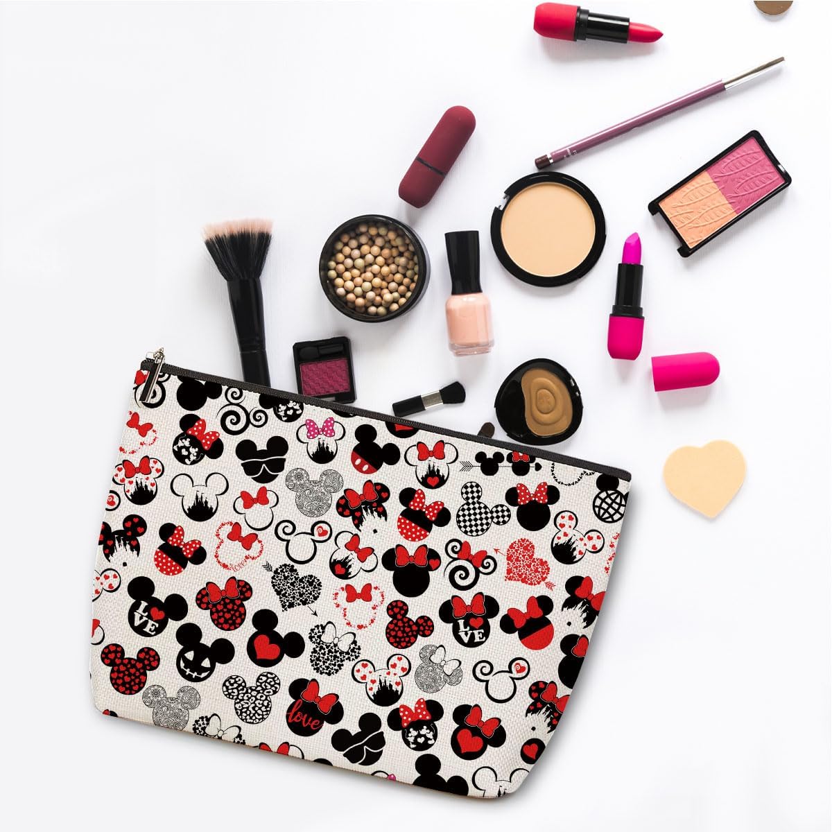 Bolsa de maquillaje con estampado de ratón de dibujos animados, bol...