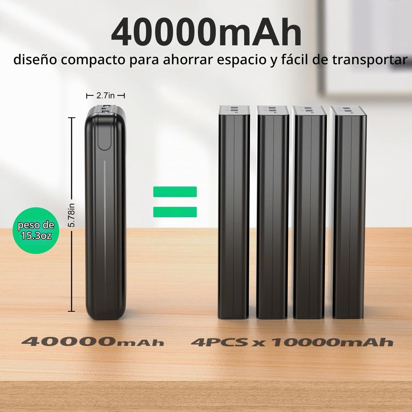 Cargador portátil de 40000 mAh, cargador de batería de carga rápida...