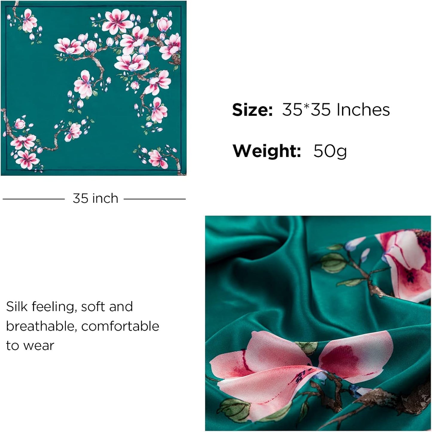 HBselect 4 pañuelos para la cabeza para mujer, de 35 pulgadas, bufa...