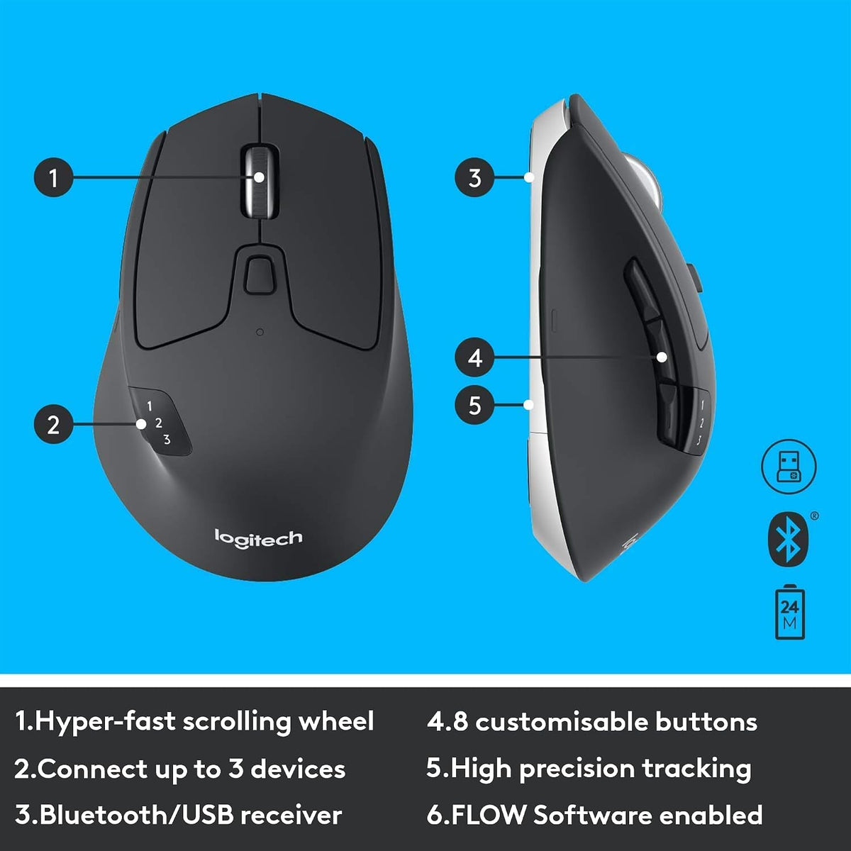 Logitech MK850 - Combo de teclado y mouse inalámbricos de rendimien...