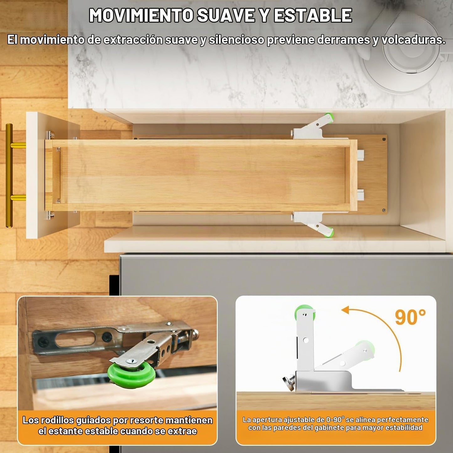 Gsskny Organizador extraíble de especias para gabinete, 6.5 pulgada...