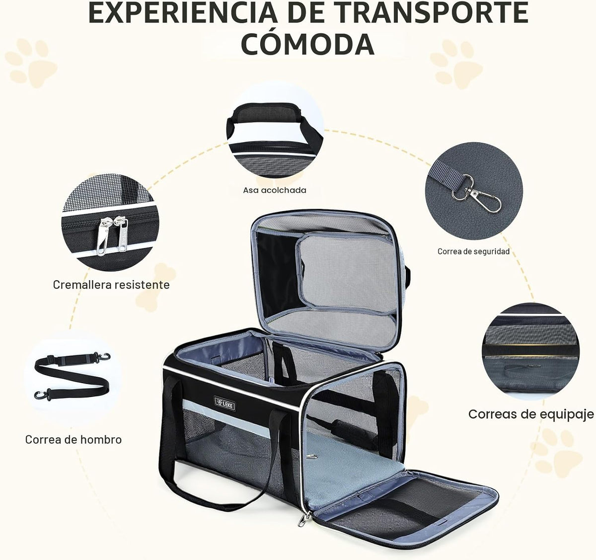 Lekereise Transportador de mascotas extensible superior de 18 x 13...