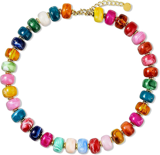Trinckle Collares de cuentas gruesas para mujer, collares de cuenta...