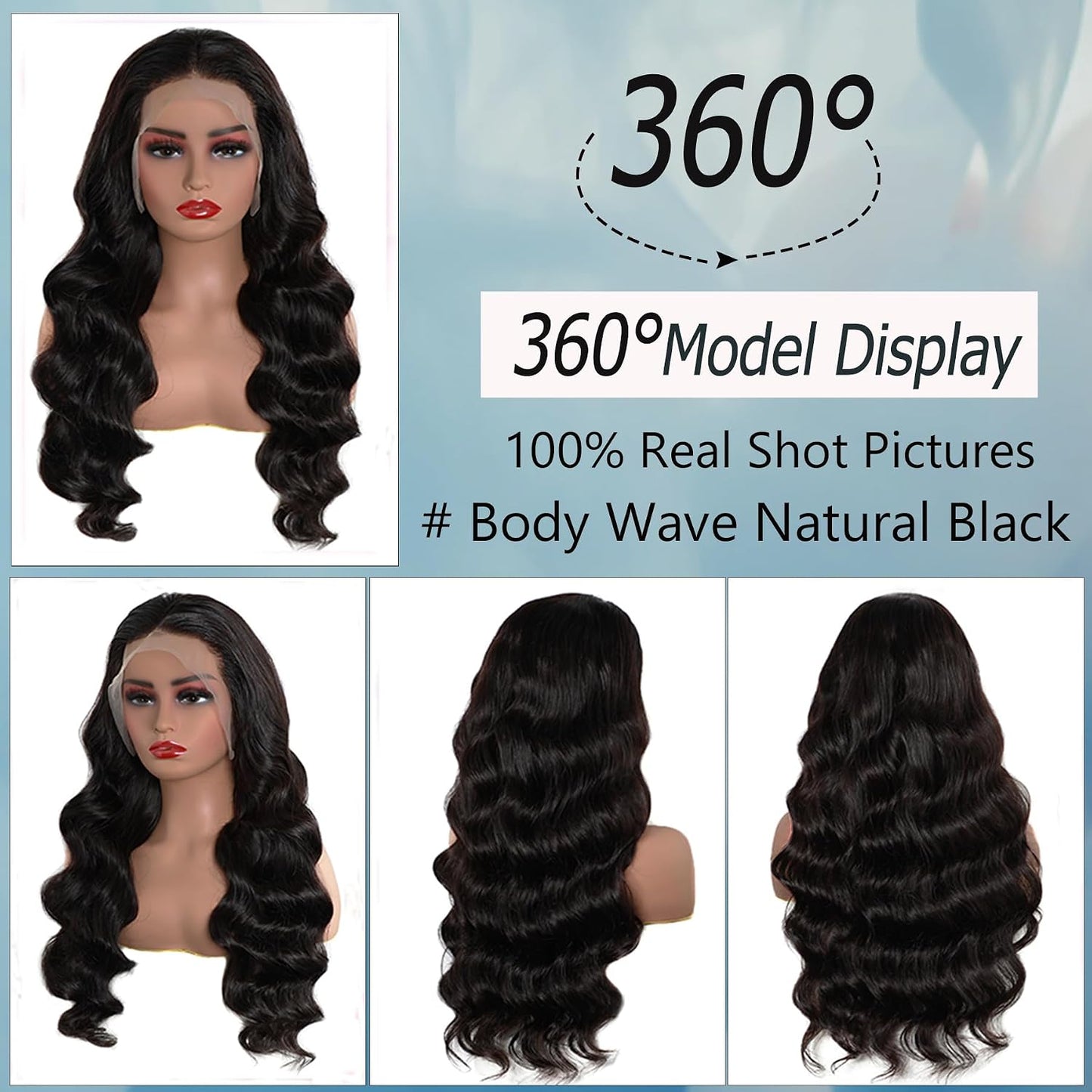Pelucas de cabello humano ondulado con encaje frontal HD de 13 x 6,...