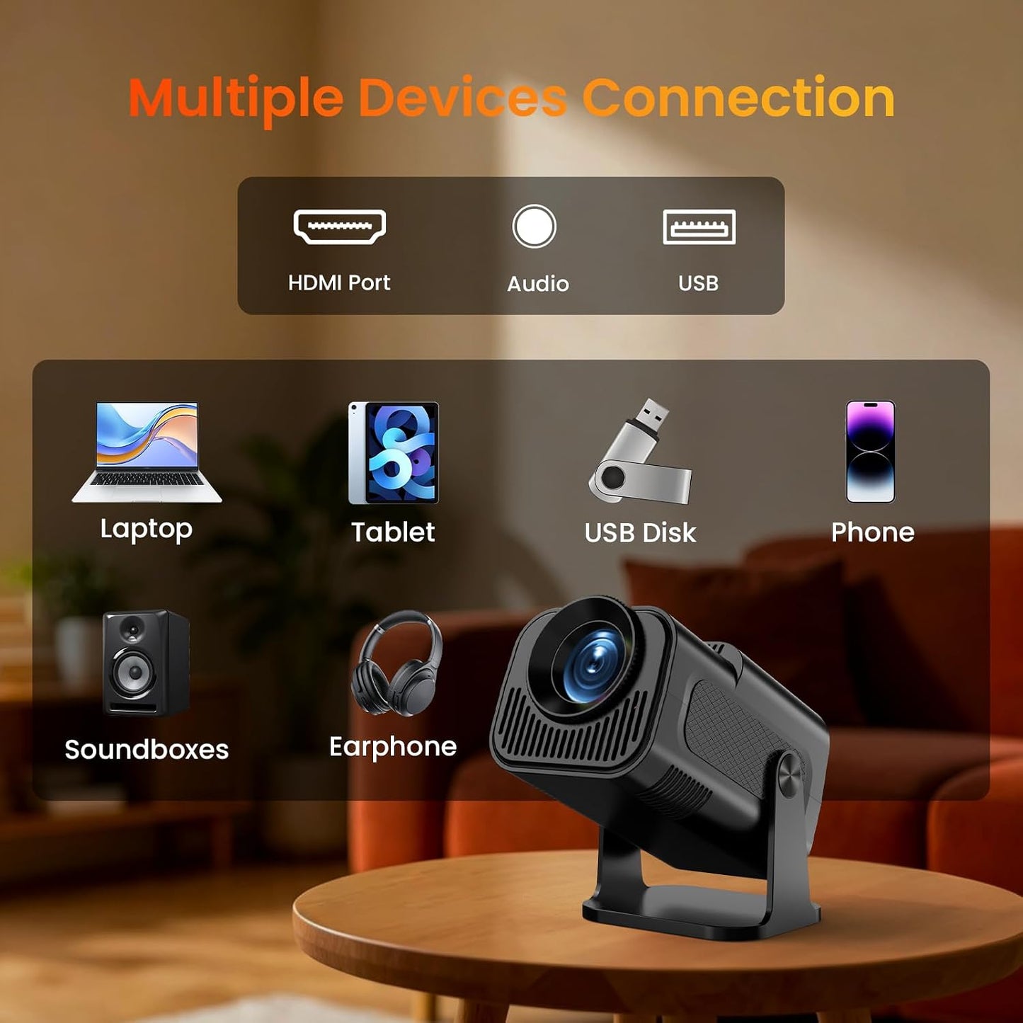 Mini proyector con WiFi y soporte Bluetooth 4K 1080P FHD 2026 Proye...