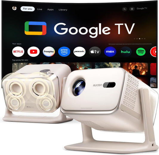 Aurzen BOOM Mini Google TV Proyector inteligente para exteriores co...