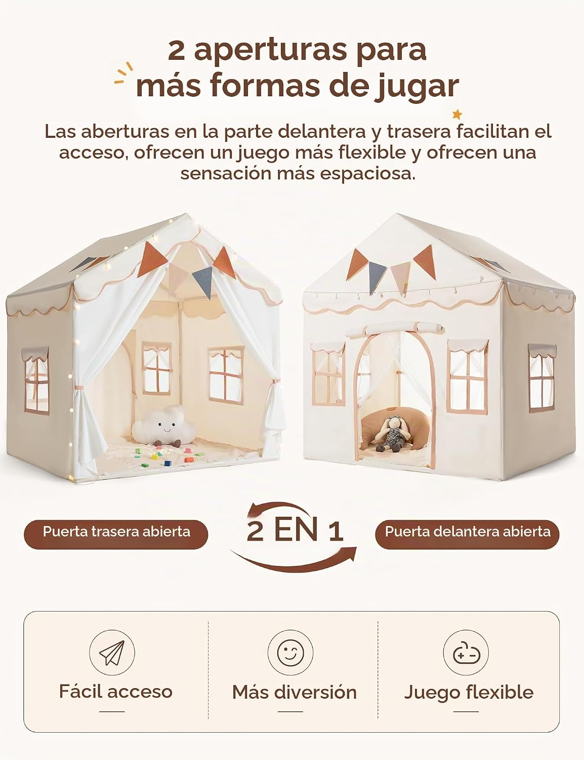 besrey Tienda de campaña 2 en 1 para niños, tienda interior con pue...
