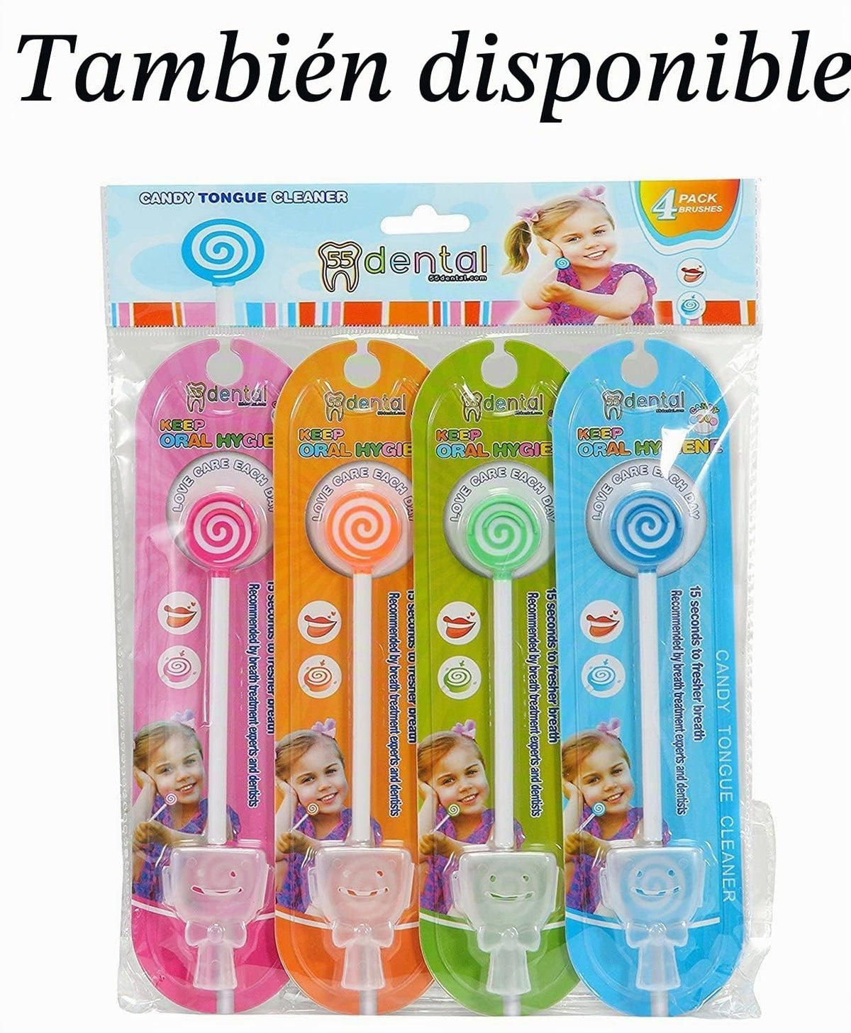 55Dental - Juego de raspador o limpiador de lengua para niños, rasp...