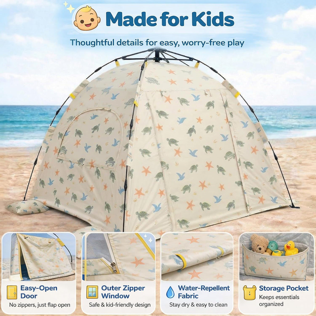 Tienda de campaña de playa para bebés con protección UV UPF 50+, in...