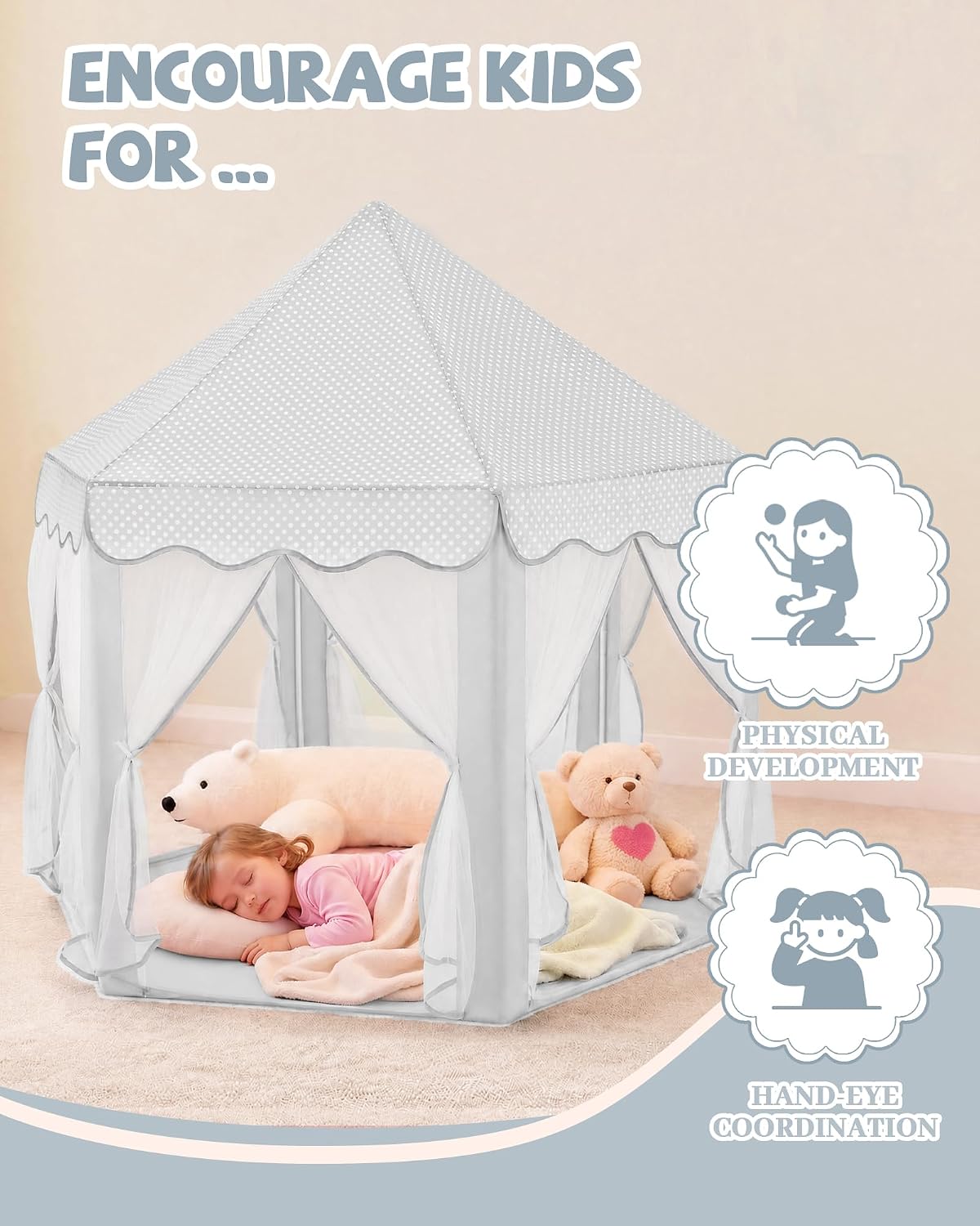 Tienda de campaña de castillo de princesa para niñas, tiendas de ju...