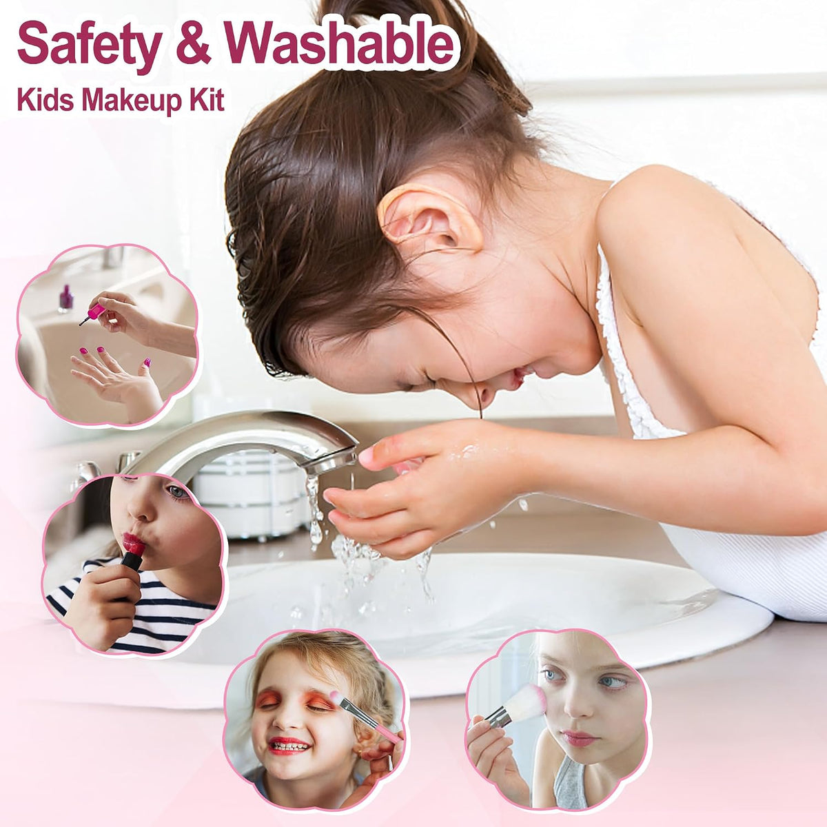 YasinKidz Kit de maquillaje 60 en 1 para niños, con espejo de maqui...