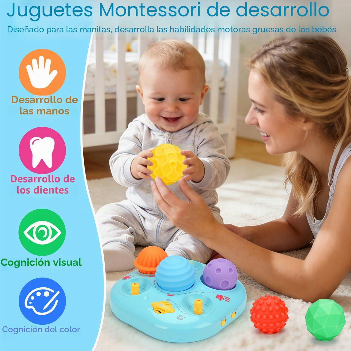 Tsomtto Pelotas sensoriales para bebés de 6 a 12 meses iluminan el...