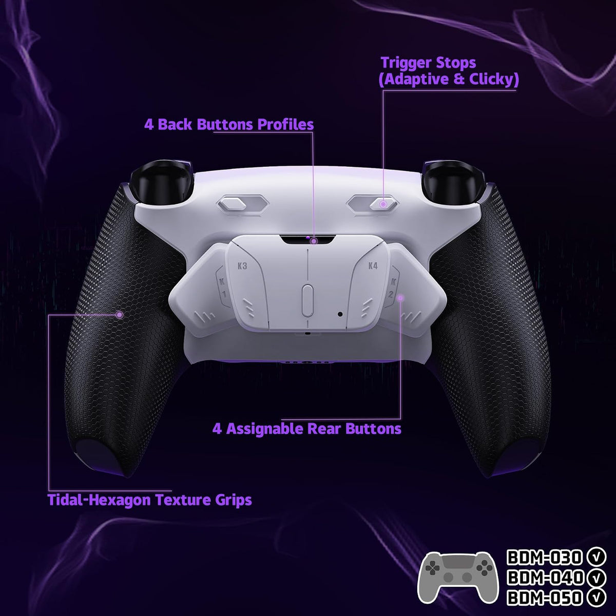 eXtremeRate RISE4 Plus MAX Kit de Paletas Traseras con Topes de Gat...