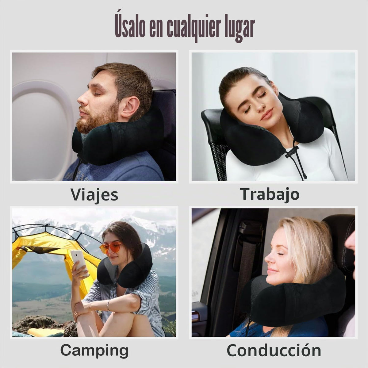 Elvodosia Almohada de viaje, almohada de cuello de espuma viscoelás...