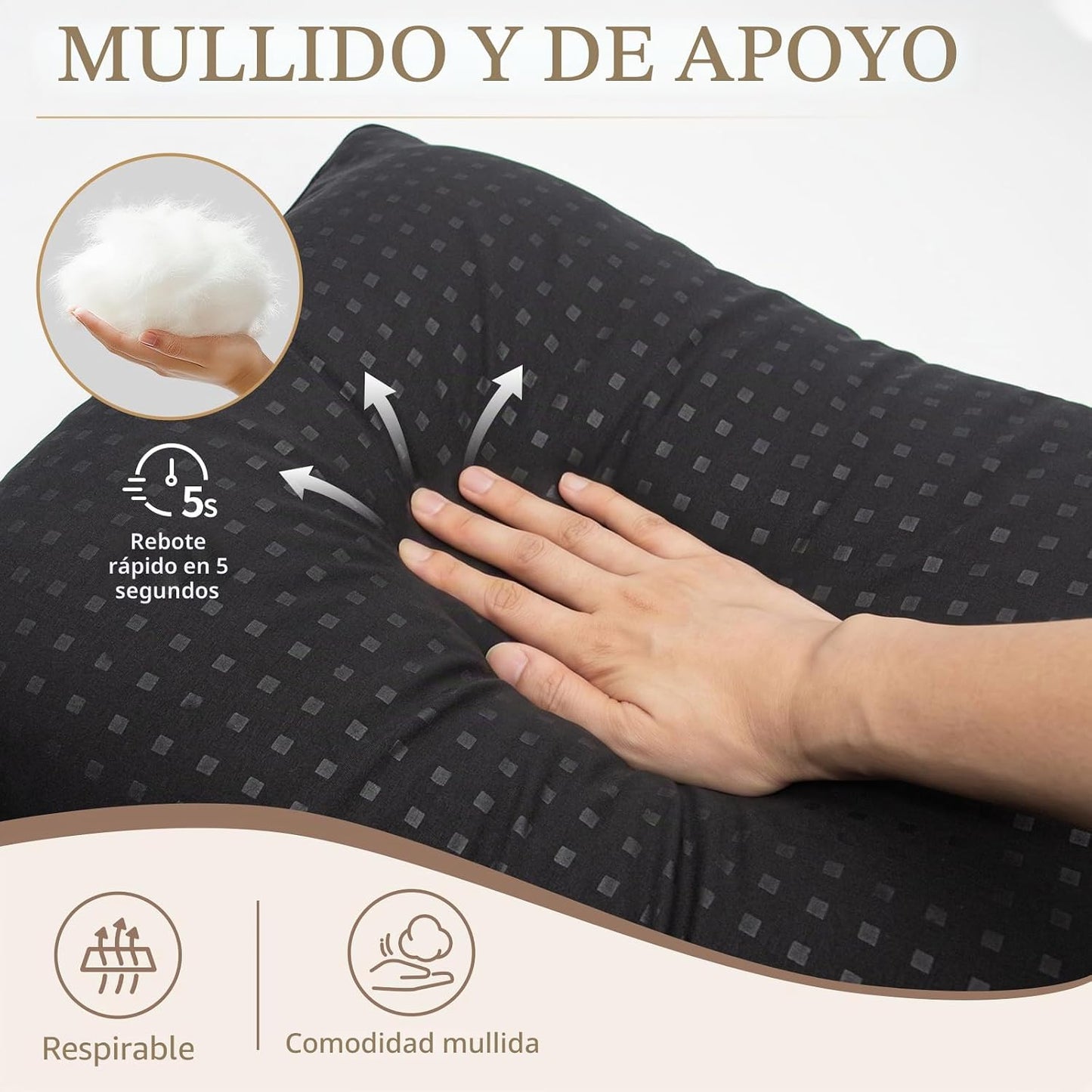 Melising Juego de 4 almohadas de cama para dormir, tamaño estándar,...