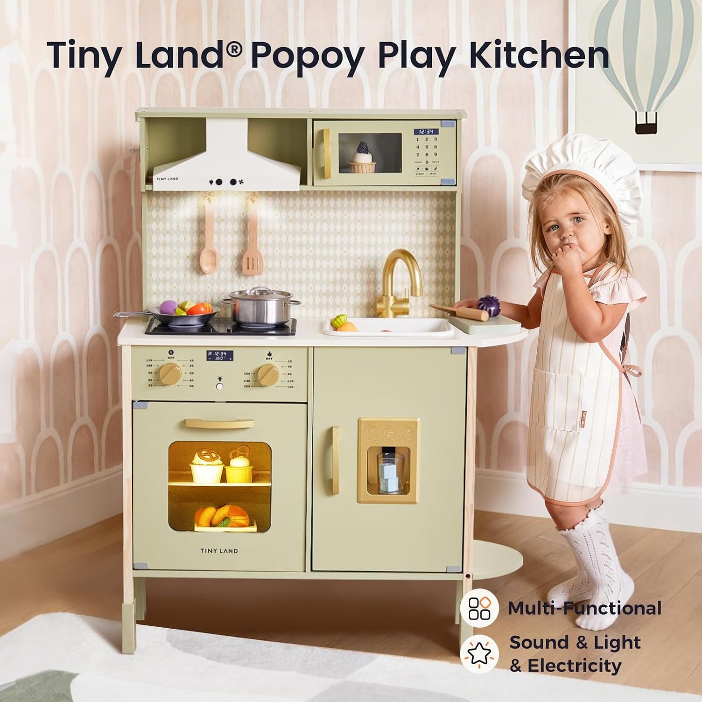 Tiny Land Juego de cocina para niños, juego de cocina de granja de...