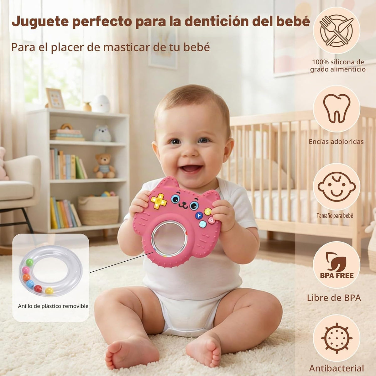 Juguetes de dentición para bebé, juguete sensorial para masticar pa...