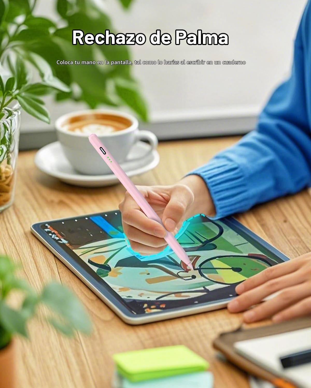 Lápiz óptico rosa para iPad Pro Air Mini 2018-2026, carga rápida de...