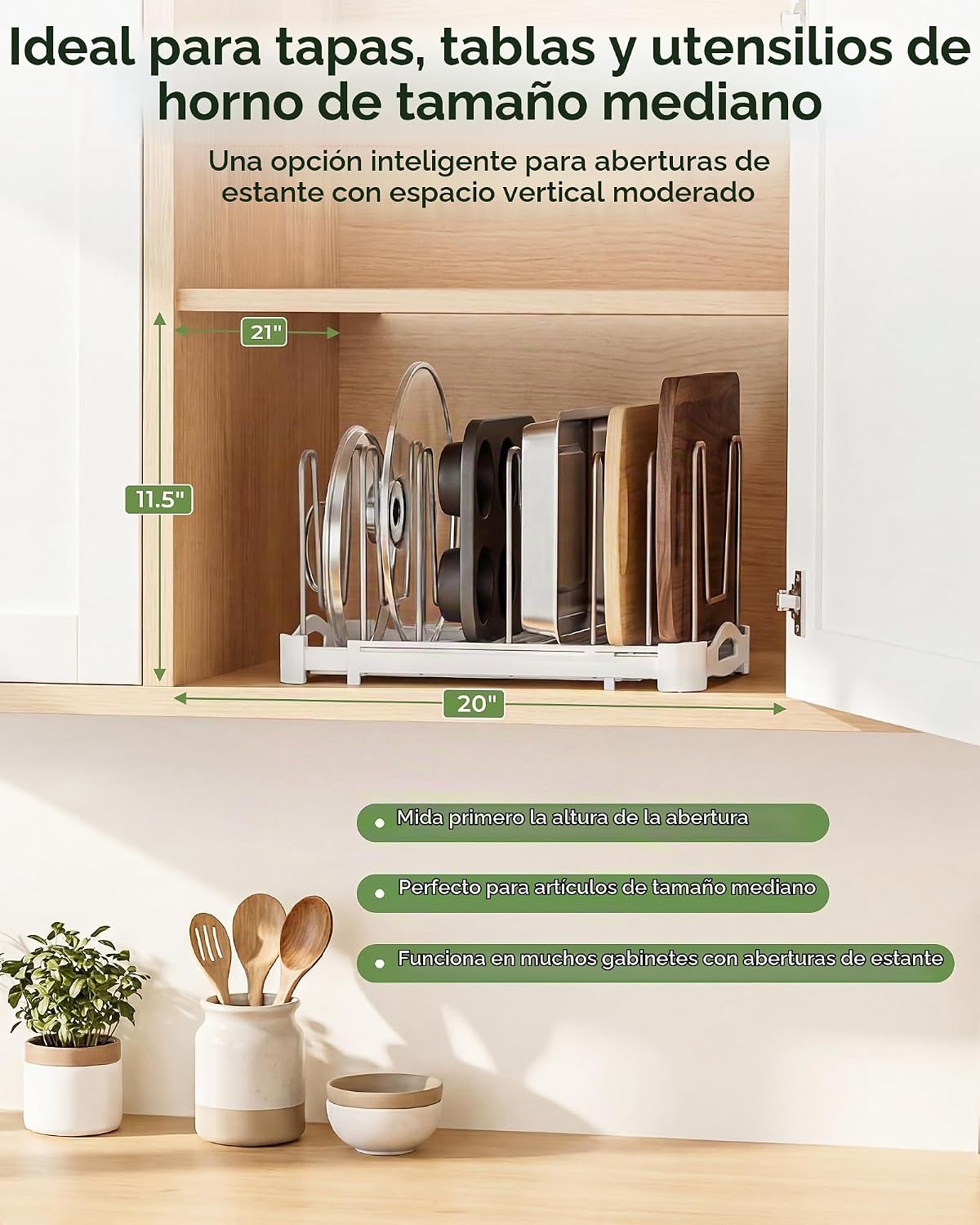 EVERIE - Organizador ajustable para utensilios de hornear con sopor...