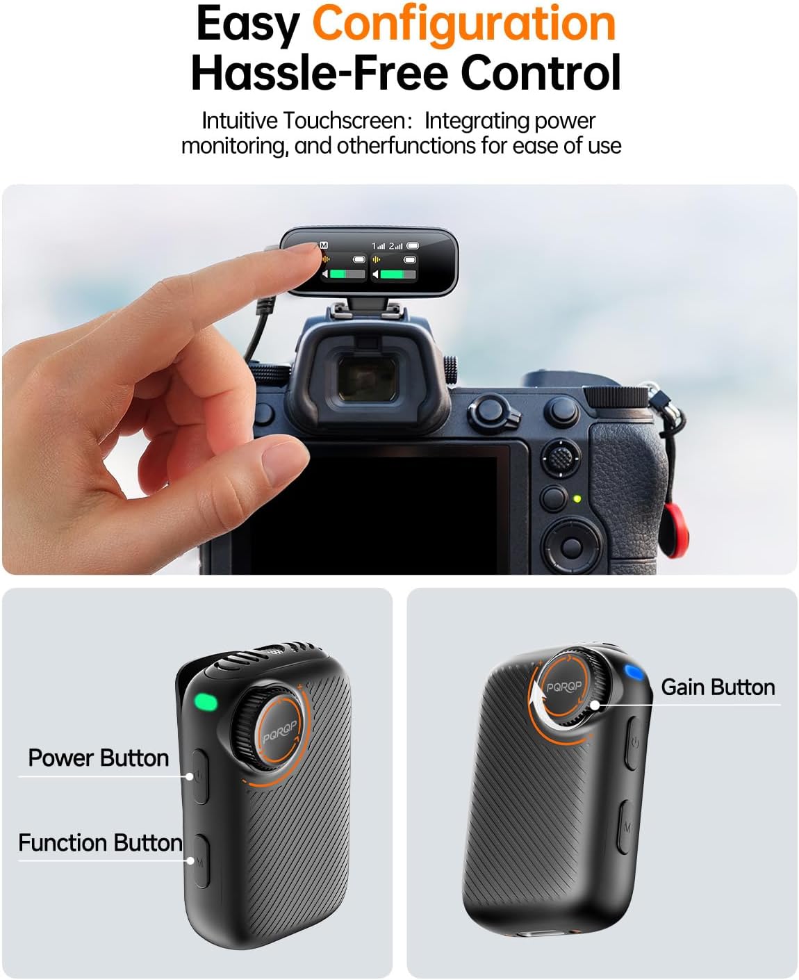 PQRQP Micrófono S20 (2 TX + 1 RX + funda de carga), mini micrófono...