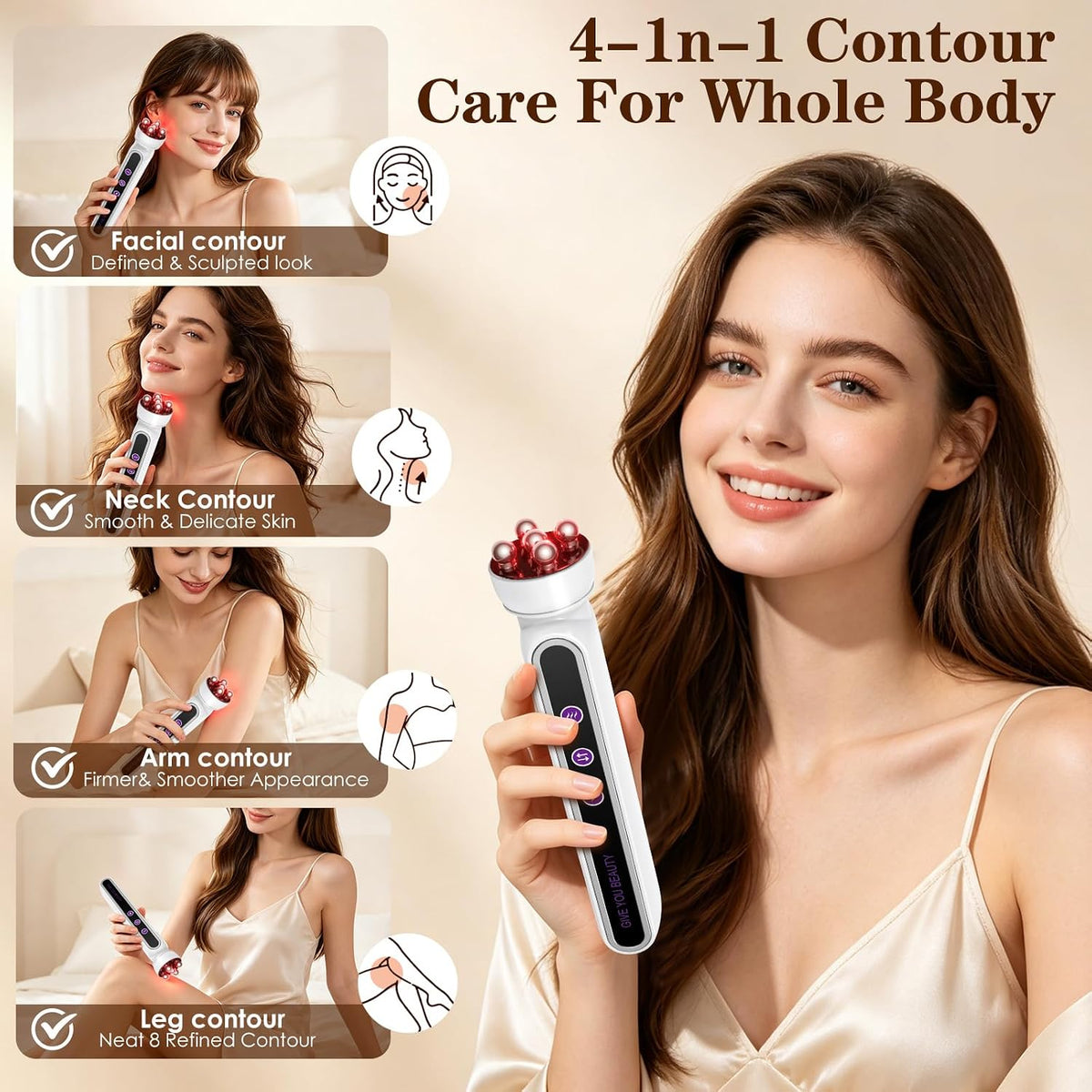 Masajeador facial eléctrico giratorio de 360° con terapia de calor...